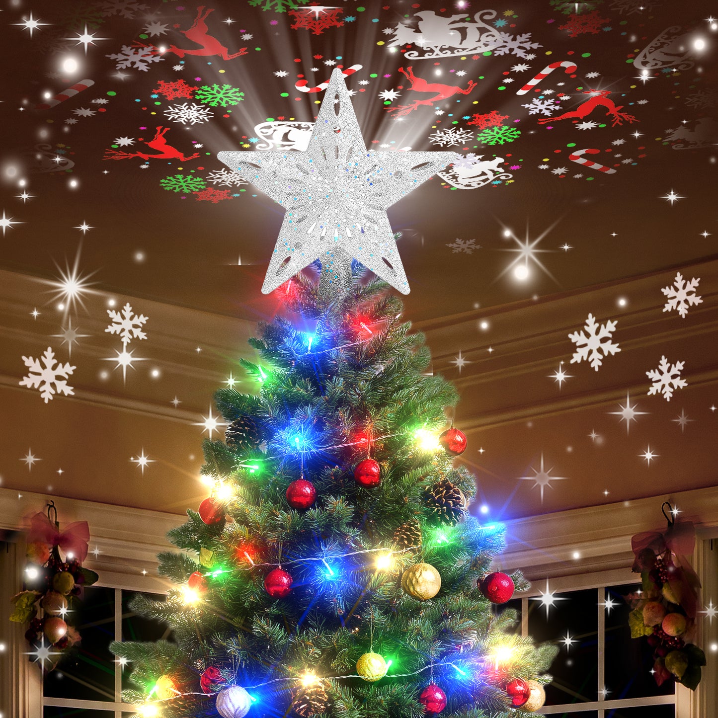 Kesfitt Christmas Tree Topper(Silver)
