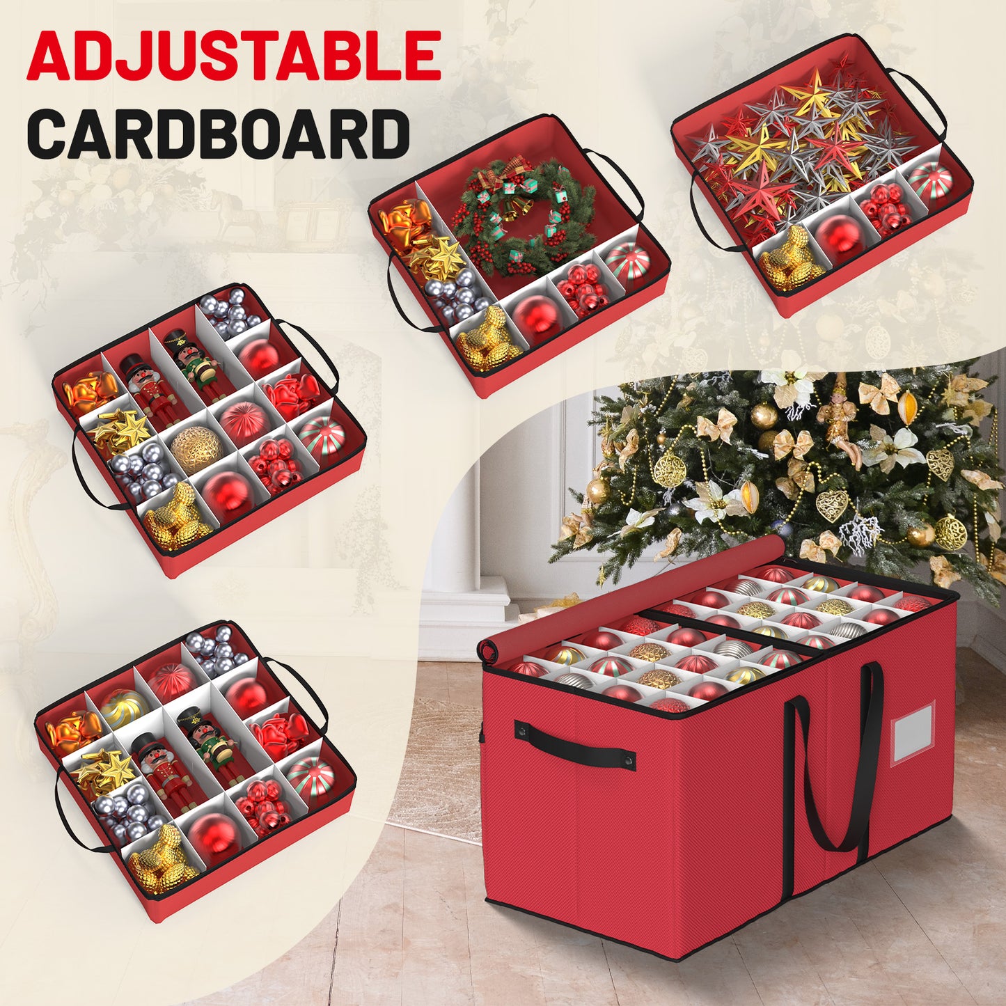 Christmas Ornament Storage Box(Red)