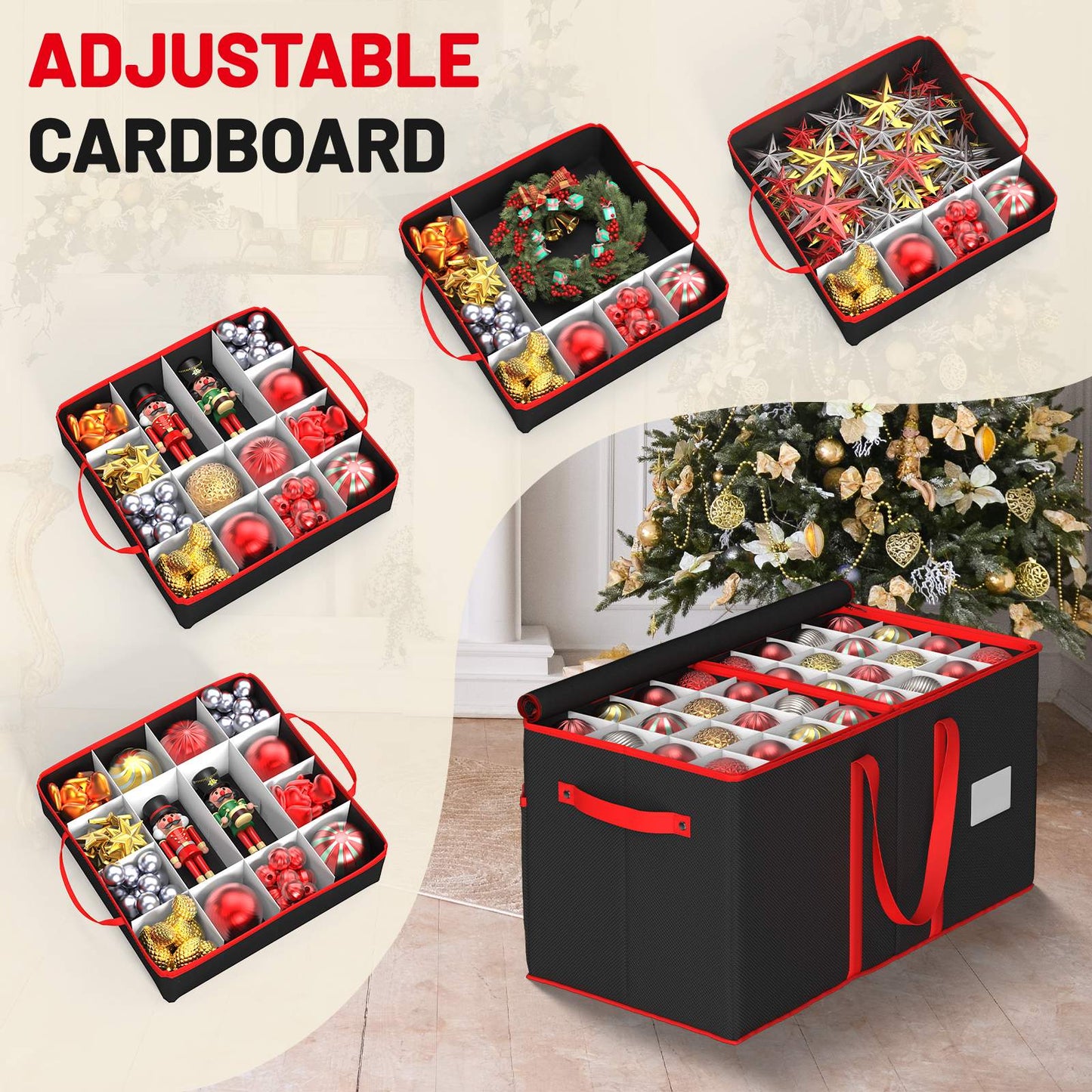 Christmas Ornament Storage Box(Black)