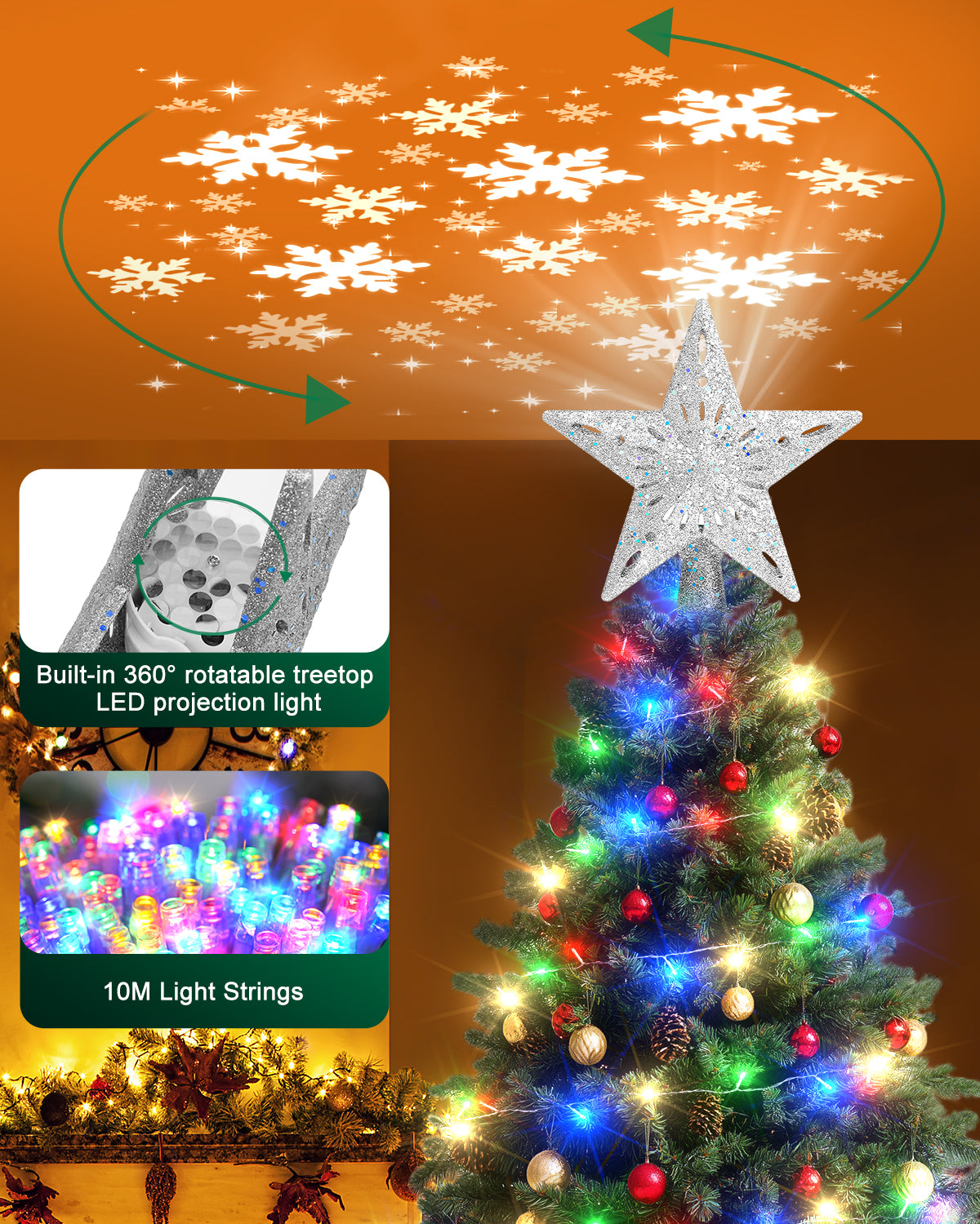 Kesfitt Christmas Tree Topper(Silver)