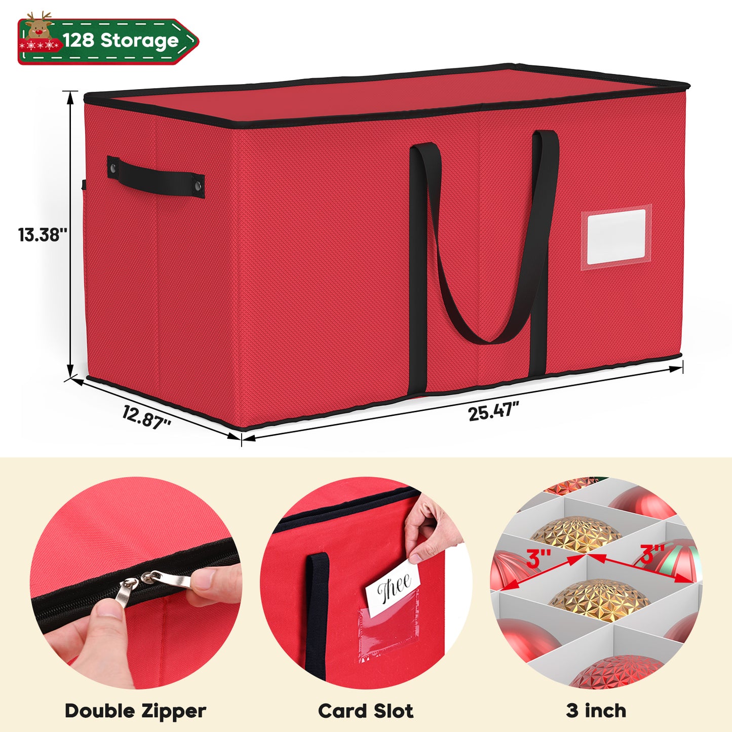 Christmas Ornament Storage Box(Red)