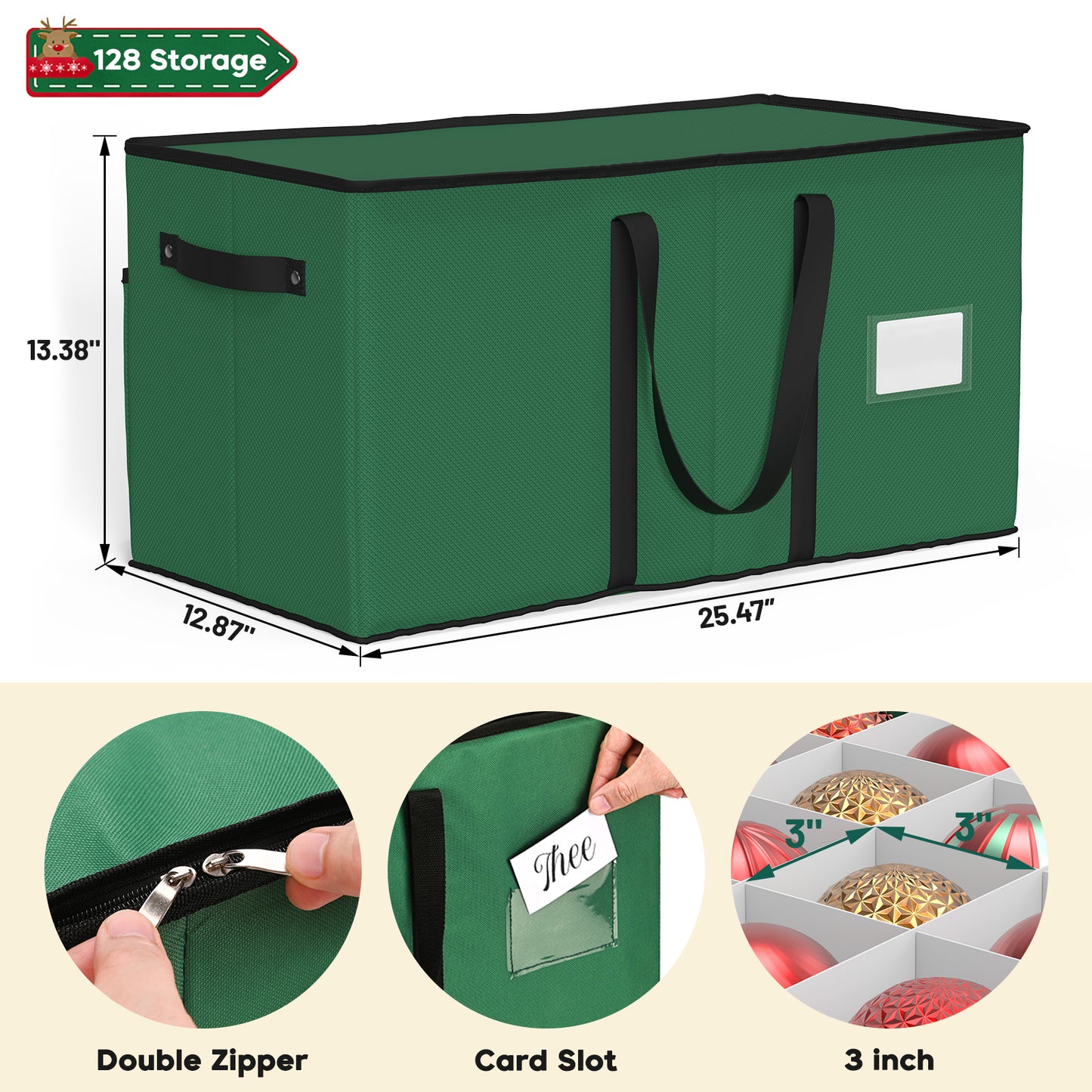 Christmas Ornament Storage Box (Green)