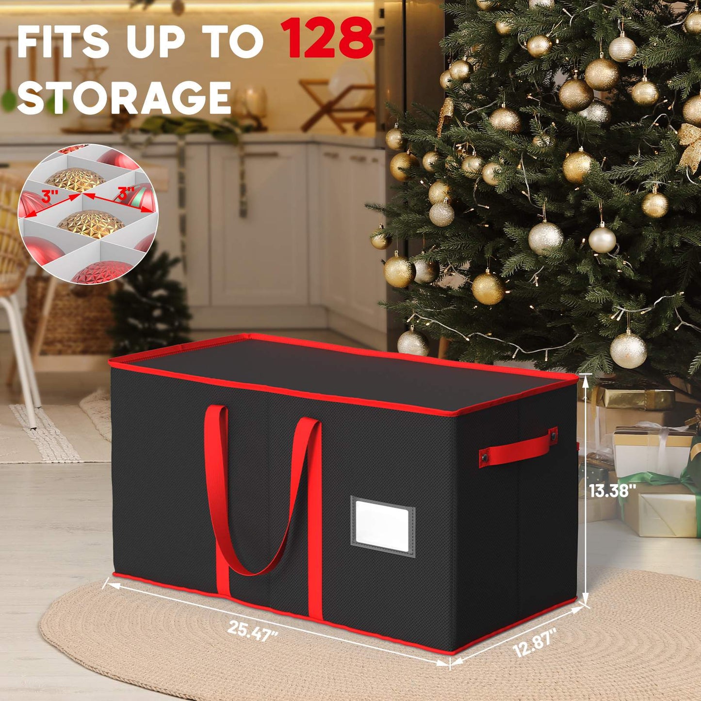 Christmas Ornament Storage Box(Black)