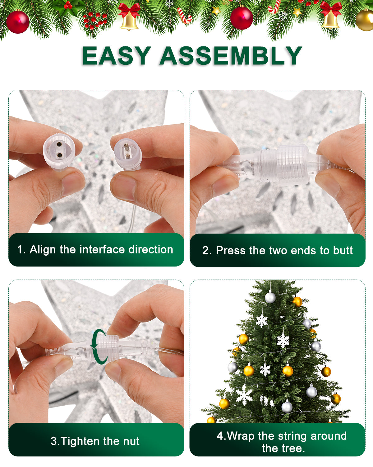Kesfitt Christmas Tree Topper(Silver)