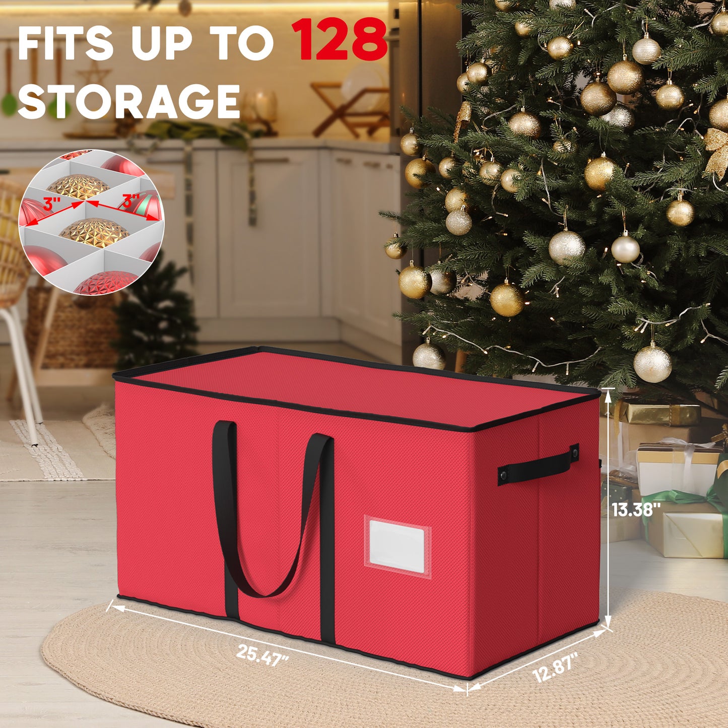 Christmas Ornament Storage Box(Red)