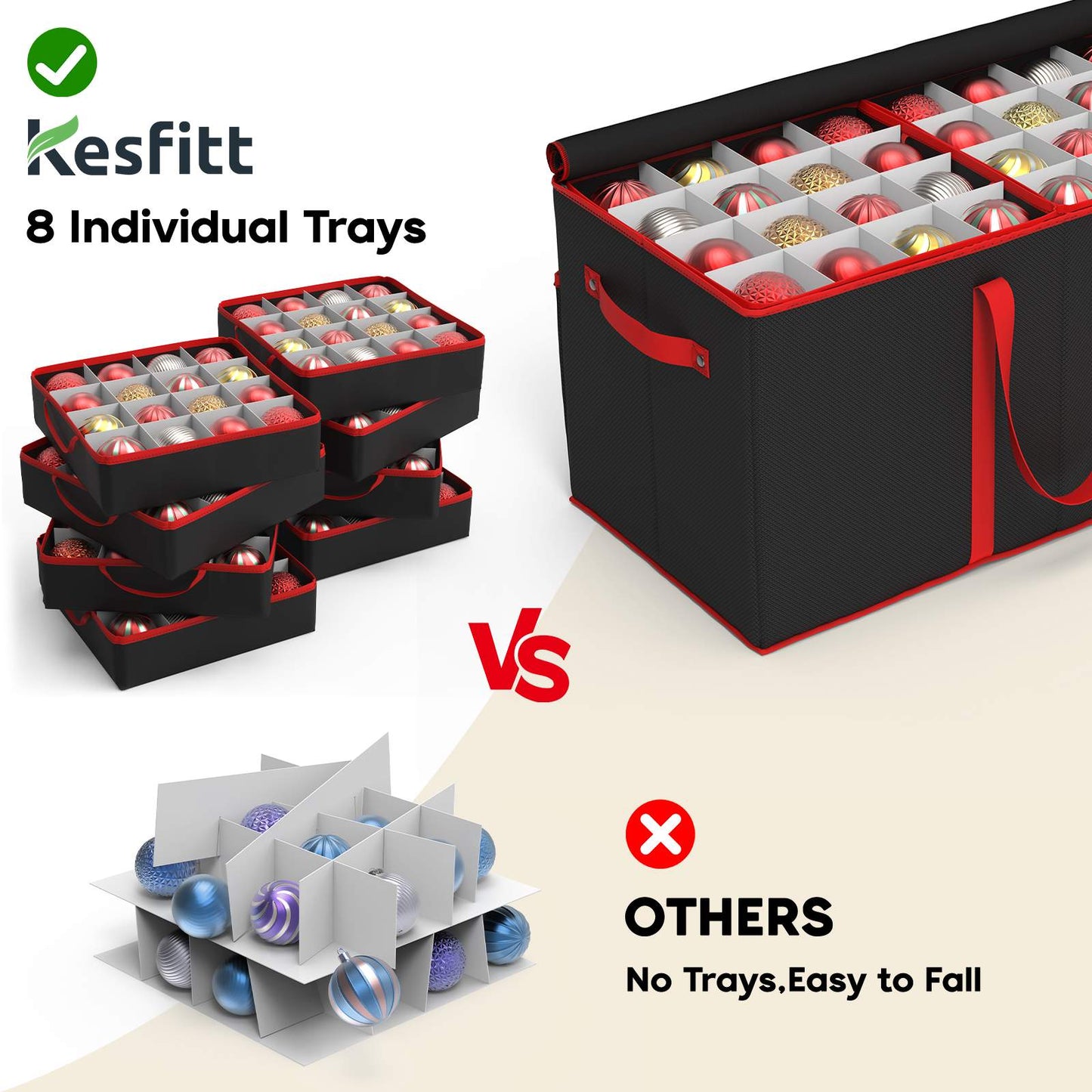 Christmas Ornament Storage Box(Black)