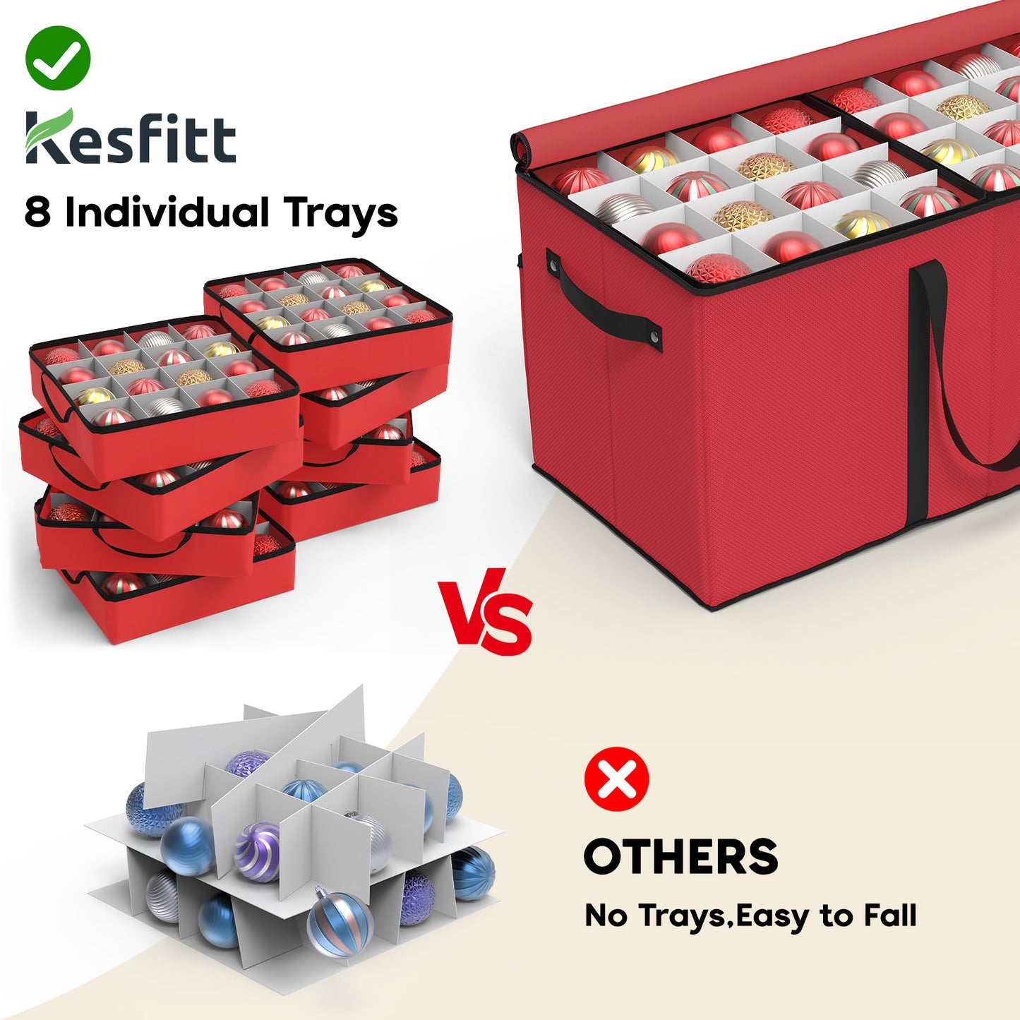 Christmas Ornament Storage Box(Red)