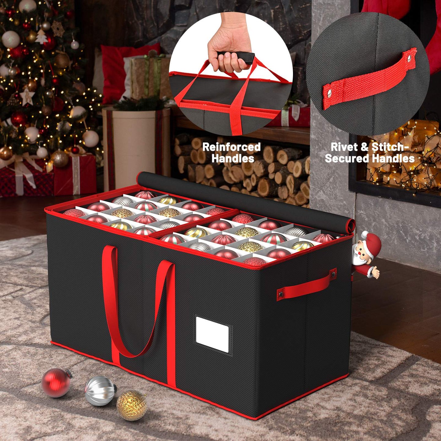Christmas Ornament Storage Box(Black)