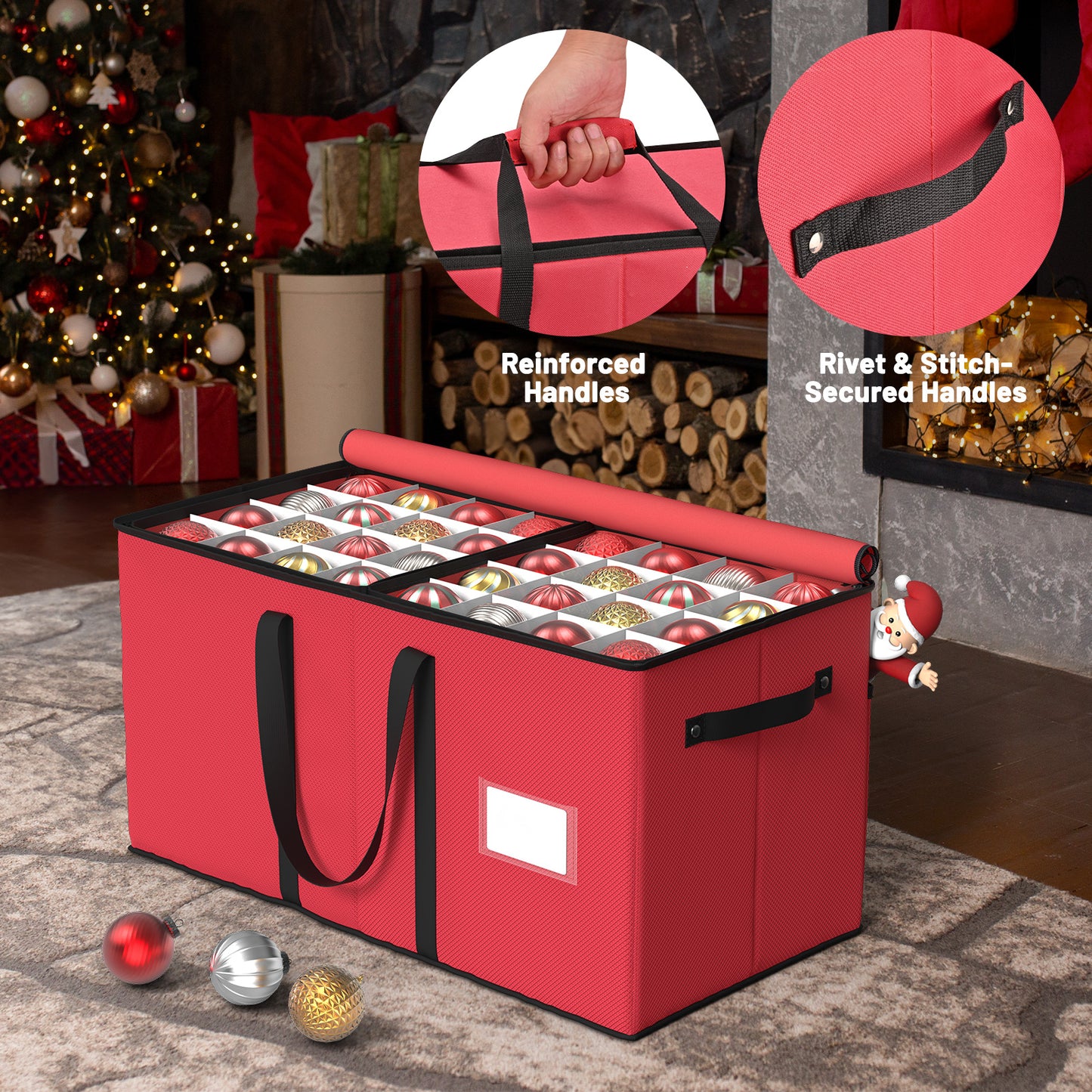 Christmas Ornament Storage Box(Red)