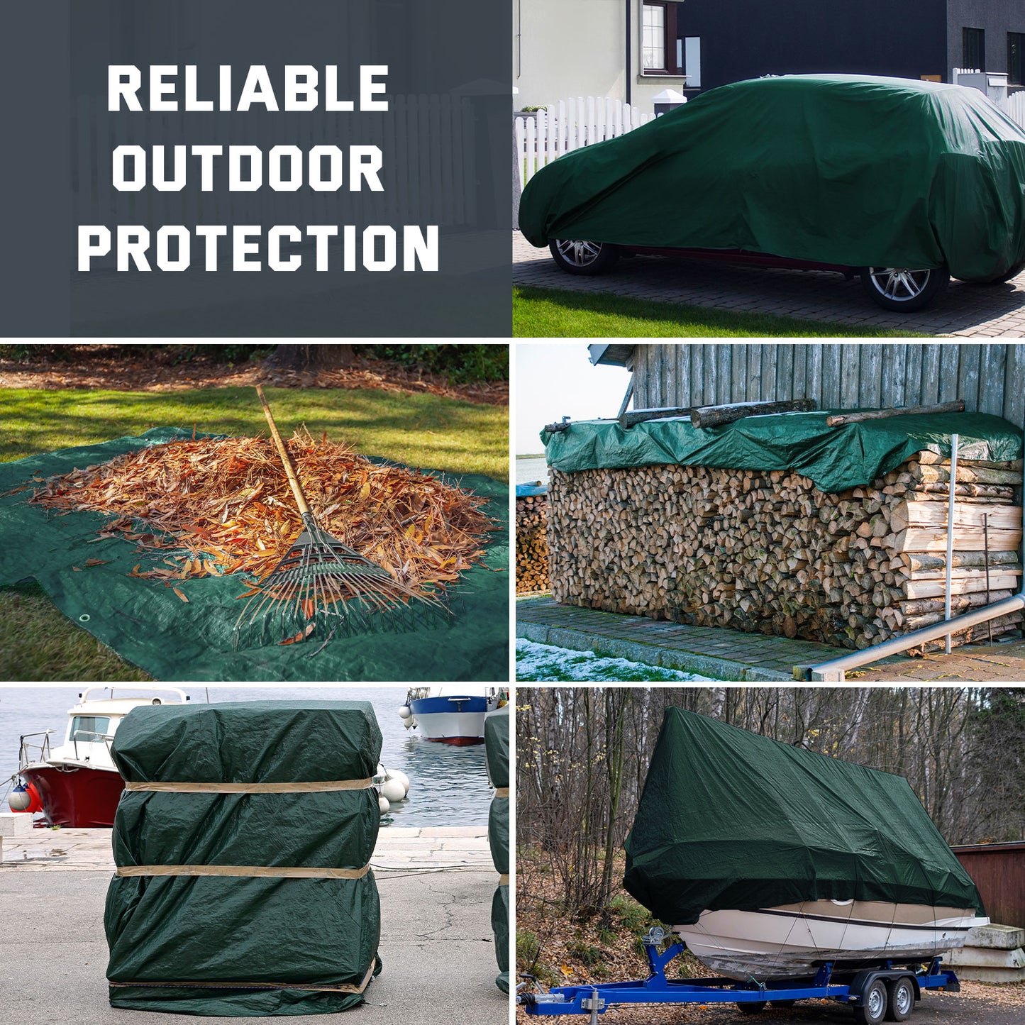 Kesfitt Tarp Heavy Duty Water-Resistant 10x12FT,16 Mil Thick Tarps (Green/Blue)