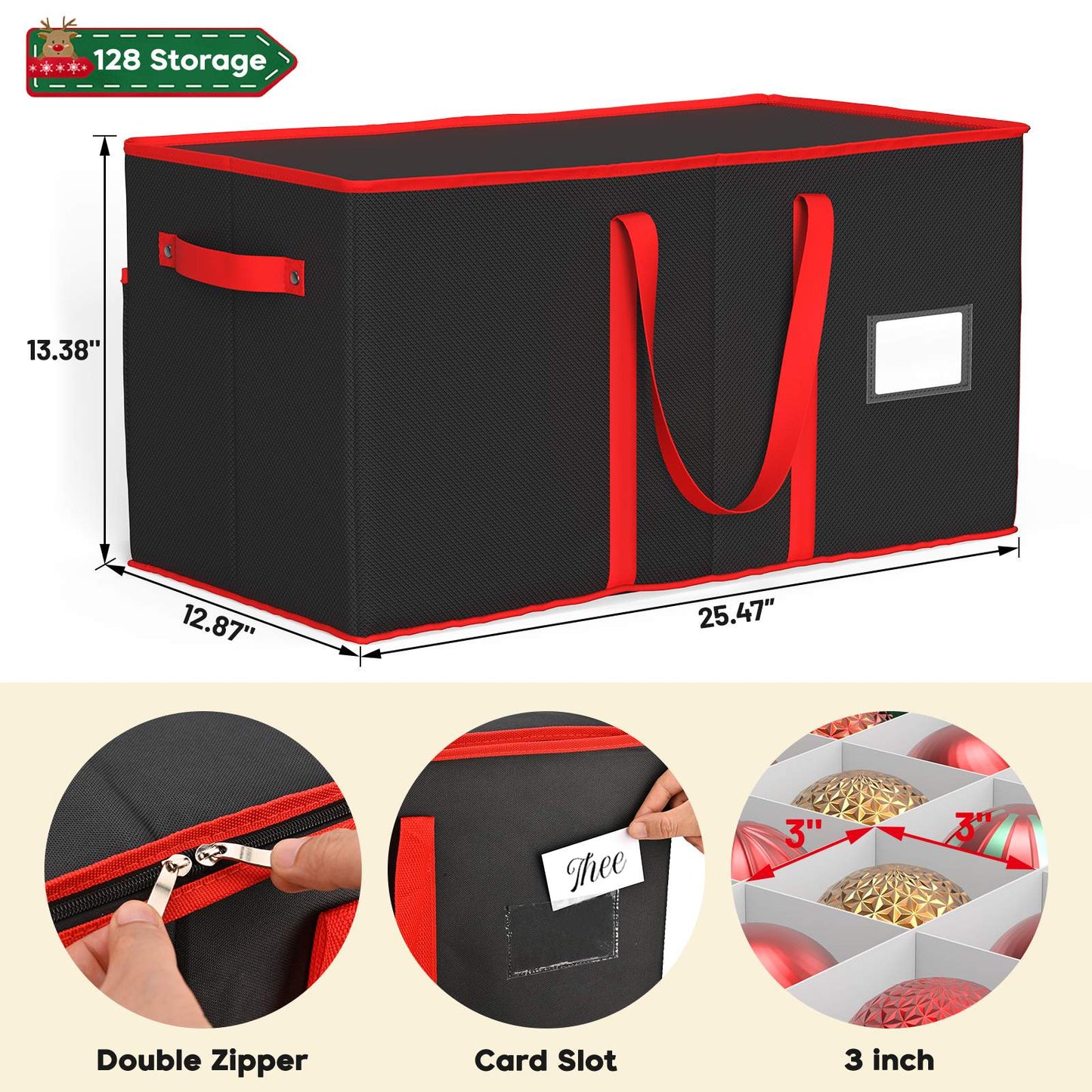 Christmas Ornament Storage Box(Black)