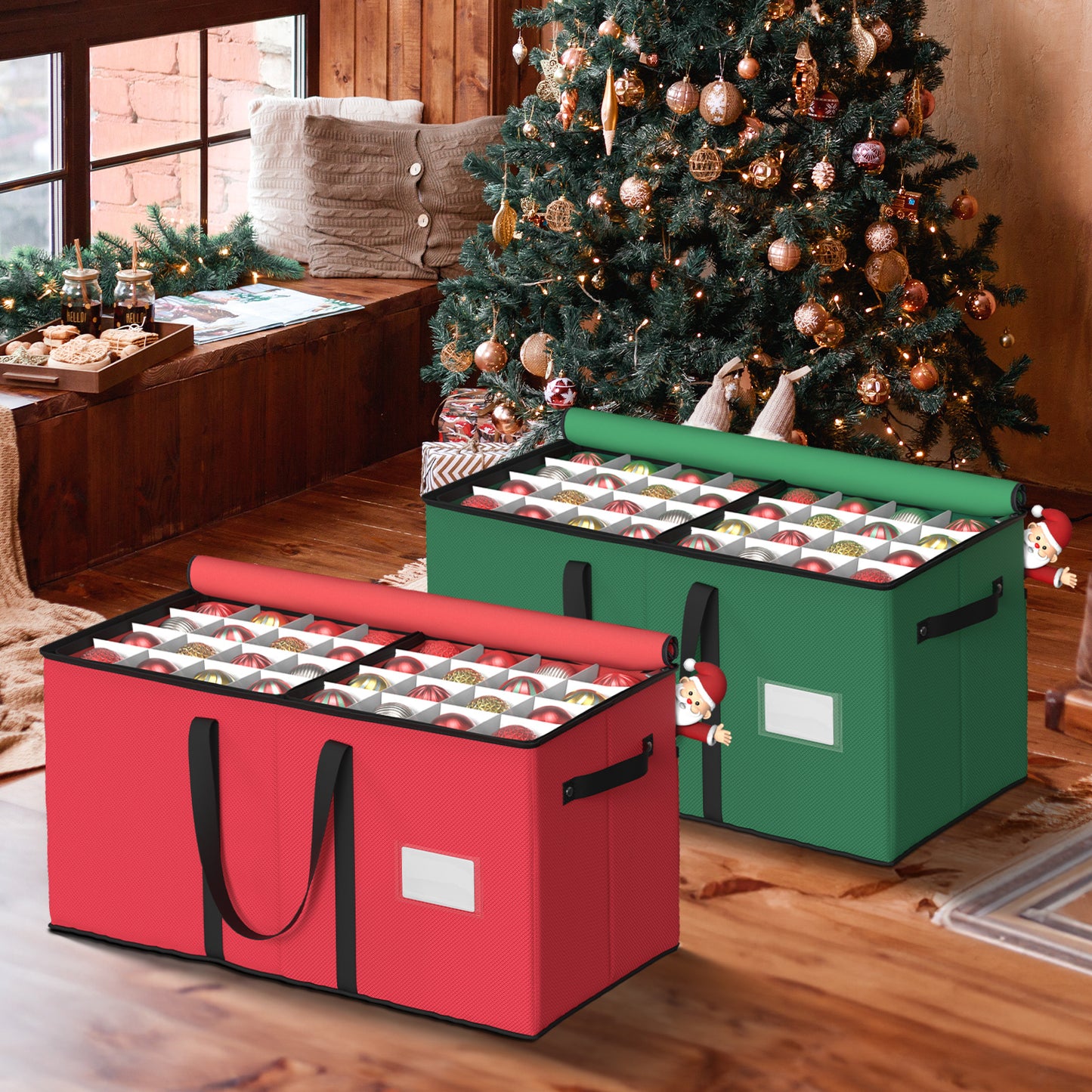 Christmas Ornament Storage Box(Red)