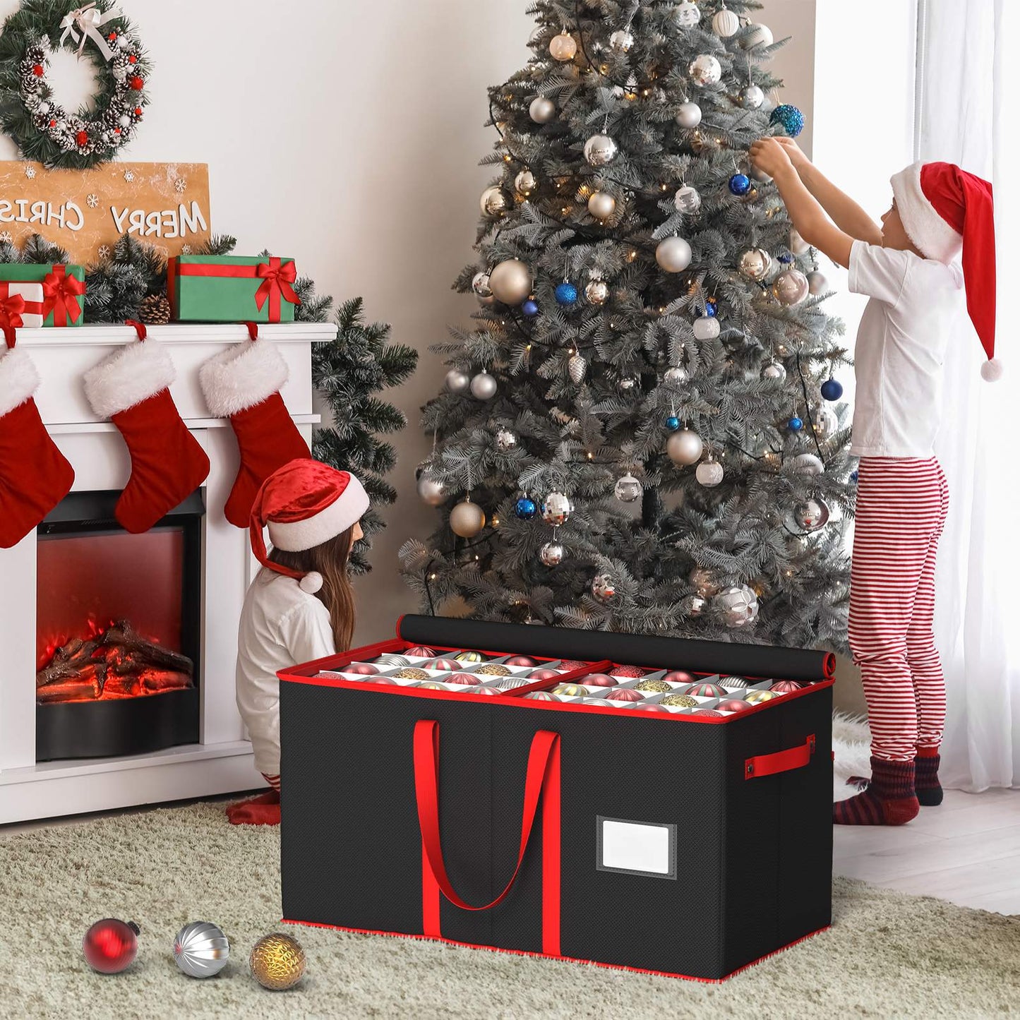 Christmas Ornament Storage Box(Black)