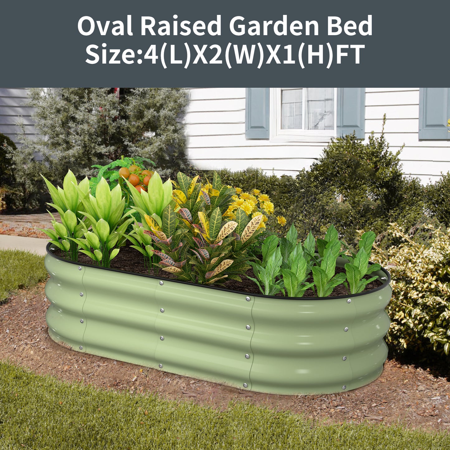 Raised Garden Bed Kit (Fruit Green, 4x2x1FT)