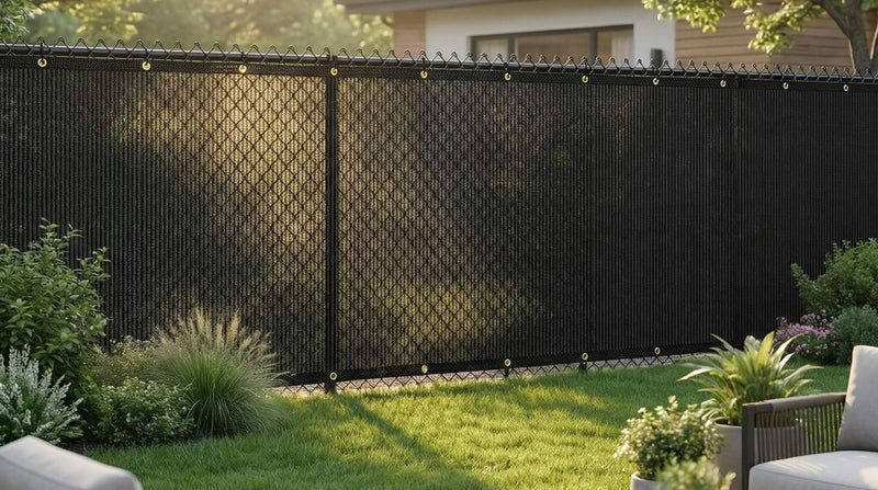 Black privacy fence screen for outdoor fence privacy
