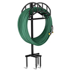 freestanding garden hose holder with storage basket