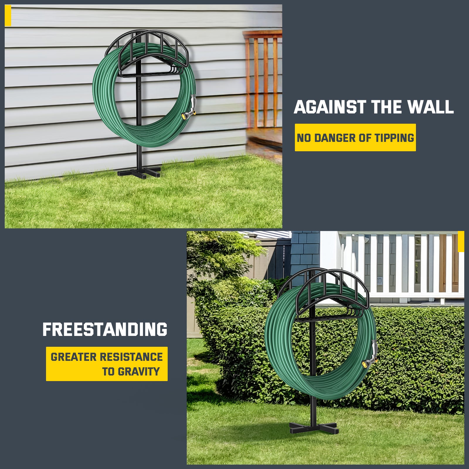 garden hose sprayer holder Kesfitt Garden Hose Holder with Tool Storage Basket,4 Spikes
