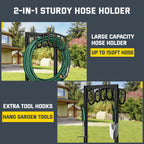 Garden Hose Holder with 4 Spikes & 2 Tool Hooks