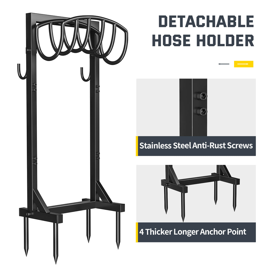 Garden Hose Holder with 4 Spikes & 2 Tool Hooks