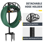 Garden Hose Holder with Tool Storage Basket,4 Spikes