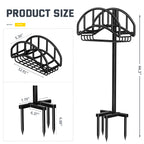 Garden Hose Holder with Tool Storage Basket,4 Spikes