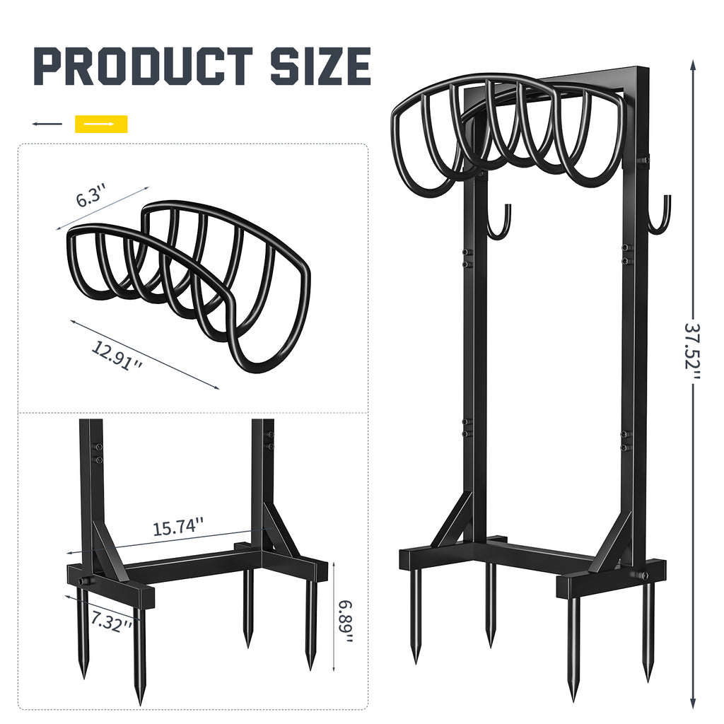 Garden Hose Holder with 4 Spikes & 2 Tool Hooks