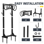 Garden Hose Holder with 4 Spikes & 2 Tool Hooks