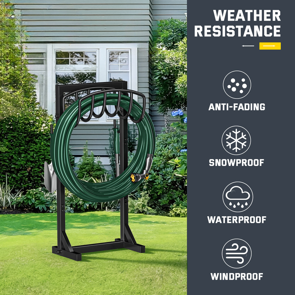 Garden Hose Holder with 4 Spikes & 2 Tool Hooks