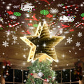 Christmas Tree Topper, Tunnel Mirror Golden Light Star Topper
