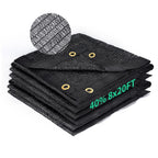 40 percent shade cloth 8x20 ft black HDPE mesh, folded sun shade fabric with reinforced edges and metal grommets
