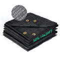 50 percent shade cloth 14x20 ft HDPE mesh sun shade fabric, folded with rust-resistant grommets
