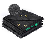 70 percent shade cloth 8x12 ft black HDPE mesh, folded sun shade fabric with reinforced edges and metal grommets