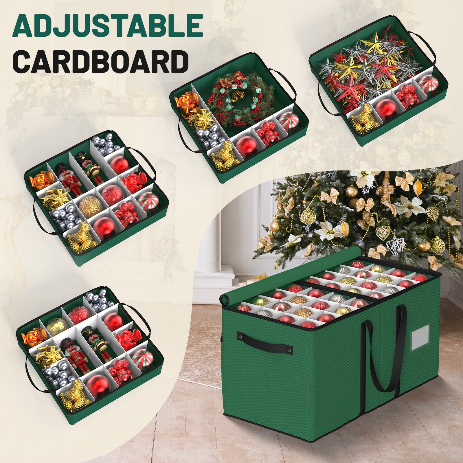 Christmas Ornament Storage Box （Green）