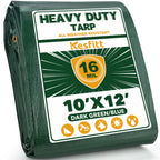 16 mil heavy duty water-resistant tarp 10x12 ft green and blue, folded polyethylene tarp
