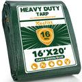 16 mil heavy duty water-resistant tarp 16x20 ft green and blue, folded poly tarp for outdoor protection