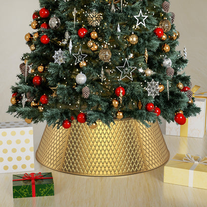 Kesfitt Christmas Tree Collar,28'' Metal Christmas Tree Skirt Base Collar Stand(Gold)