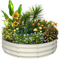 Kesfitt 4x4x1 FT Round Galvanized Raised Garden Bed, Pearl White