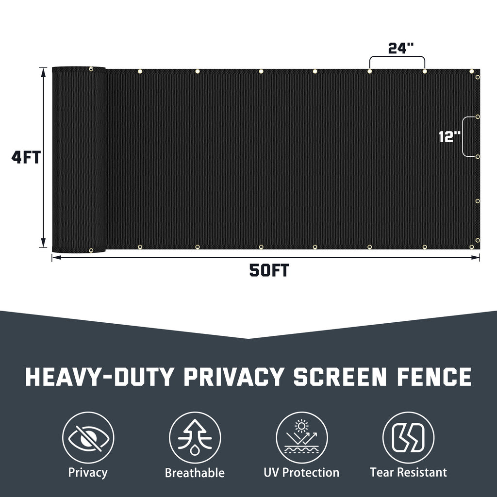4X50FT Fence Privacy Screen (Black)
