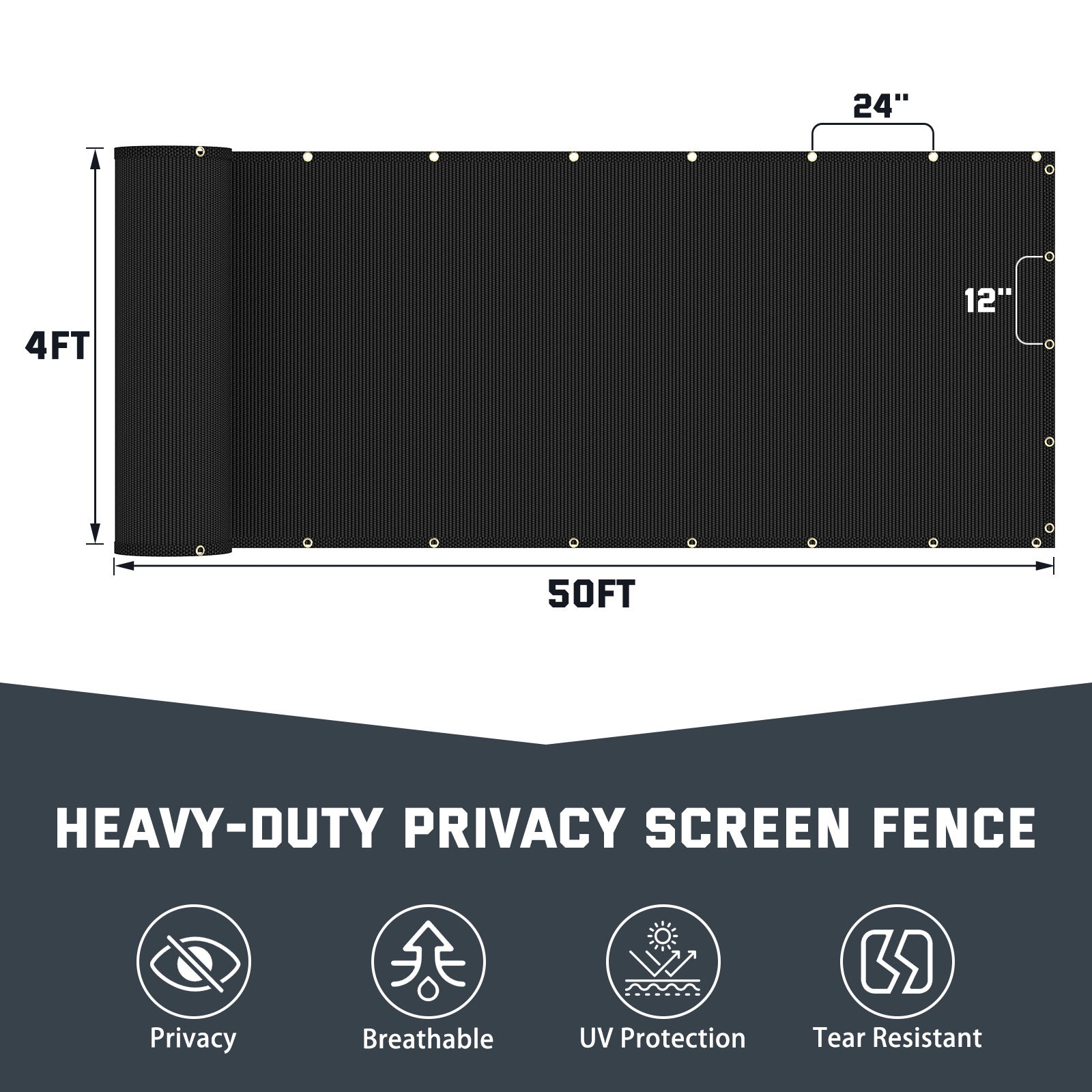 4X50FT Fence Privacy Screen (Black)