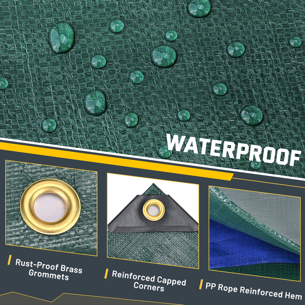 Kesfitt Tarp Heavy Duty Water-Resistant 10x10FT,16 Mil Thick Tarps (Green/Blue)