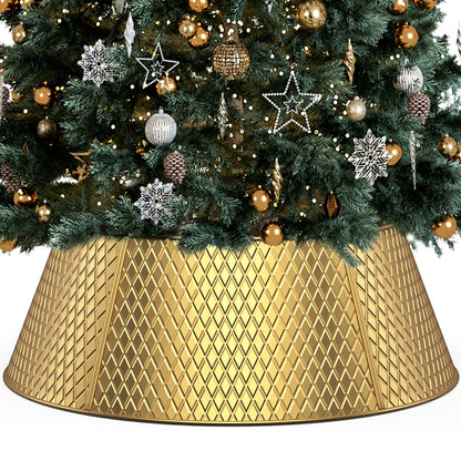 Kesfitt Christmas Tree Collar,28'' Metal Christmas Tree Skirt Base Collar Stand(Gold)