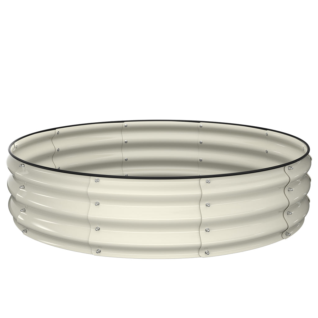 Kesfitt 4x4x1 FT Round Galvanized Raised Garden Bed, Pearl White