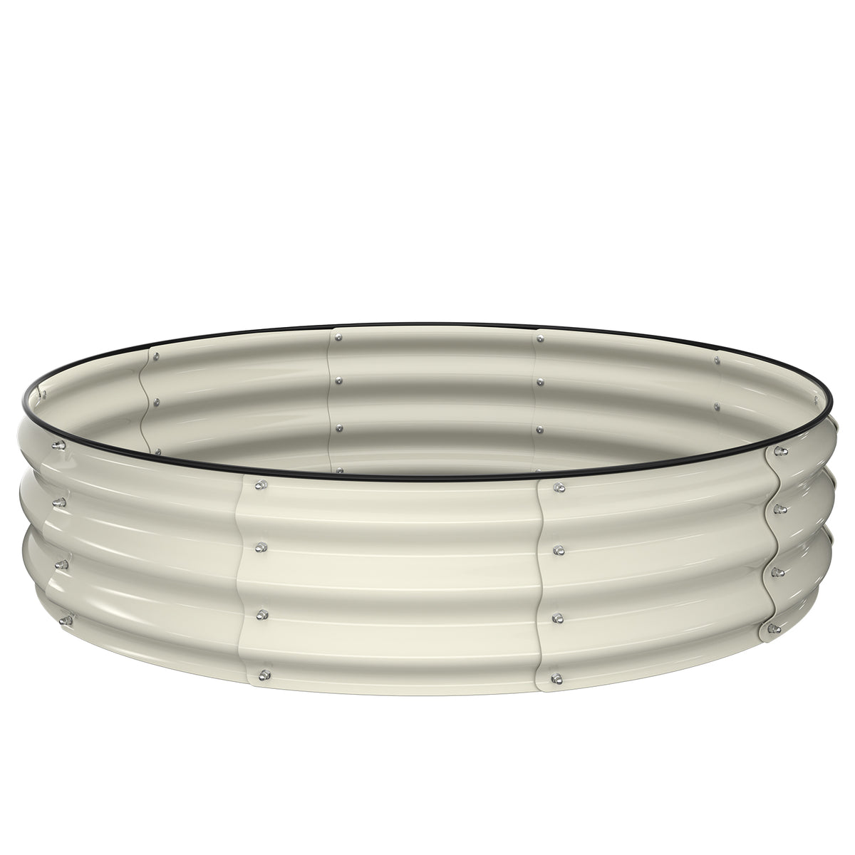 Kesfitt 4x4x1 FT Round Galvanized Raised Garden Bed, Pearl White