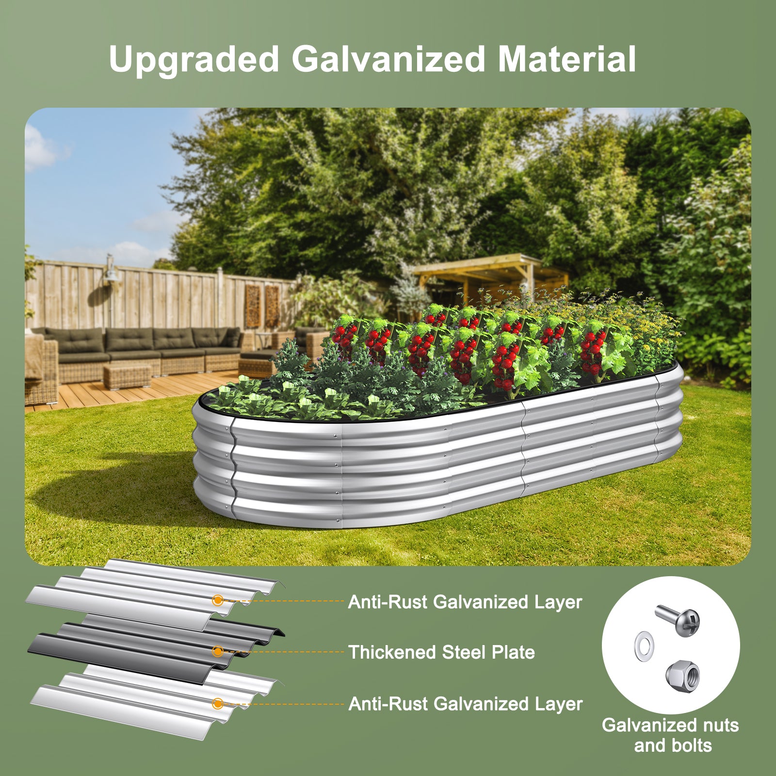 Raised Garden Bed Kit (Sliver, 6x3x1FT)