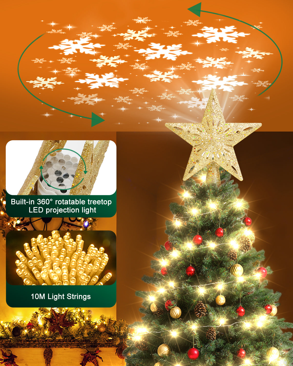 Kesfitt Christmas Tree Topper(Gold)
