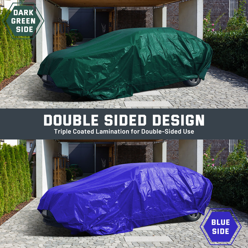 Kesfitt Tarp Heavy Duty Water-Resistant 10x10FT,16 Mil Thick Tarps (Green/Blue)