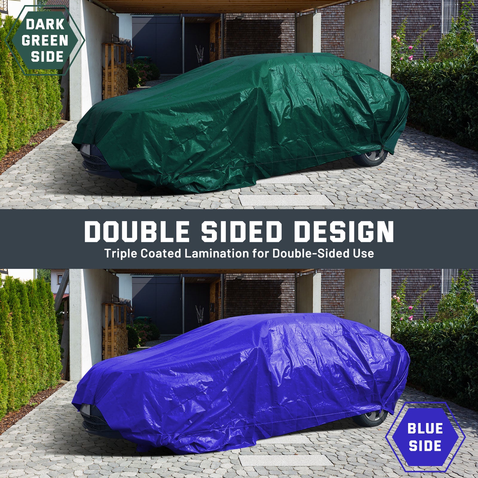 Kesfitt Tarp Heavy Duty Water-Resistant 10x10FT,16 Mil Thick Tarps (Green/Blue)