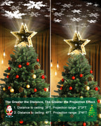 Christmas Tree Topper, Tunnel Mirror Golden Light Star Topper