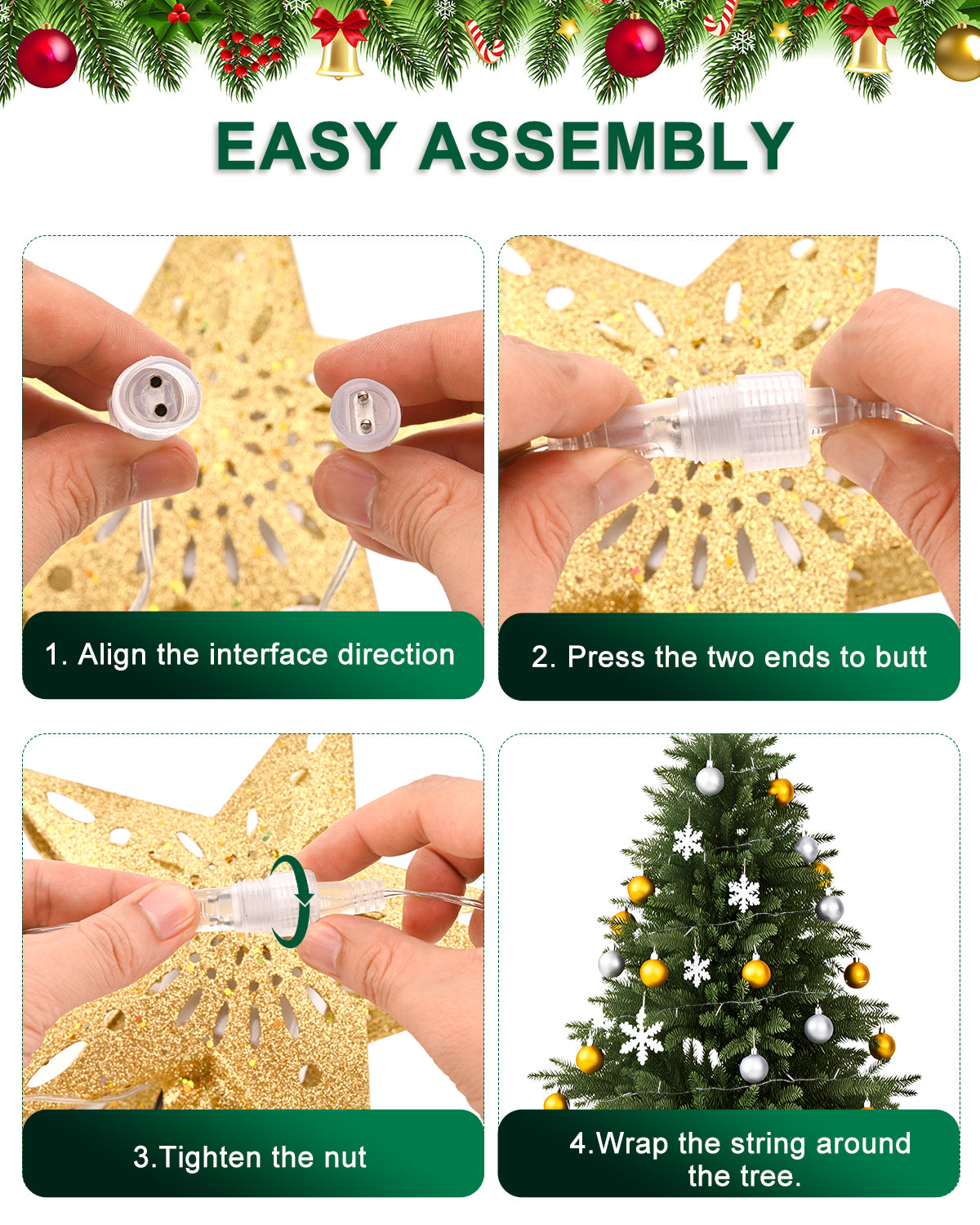 Kesfitt Christmas Tree Topper(Gold)