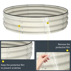 Kesfitt 4x4x1 FT Round Galvanized Raised Garden Bed, Pearl White